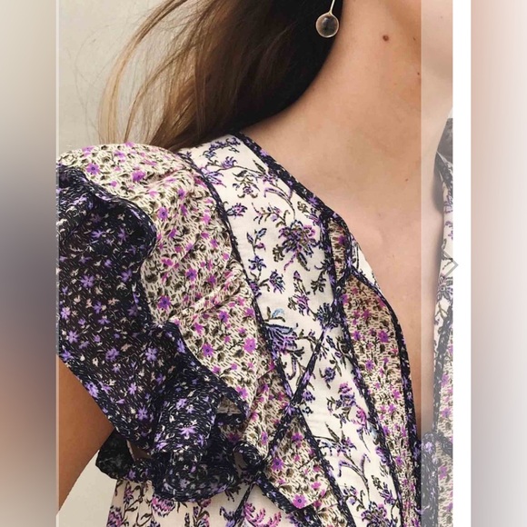 NWOT Carolina Belle Women’s Floral Ruffle Blouse in size L - Picture 5 of 11